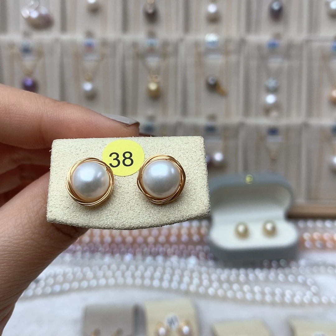 淡水珍珠耳饰银S925镶嵌