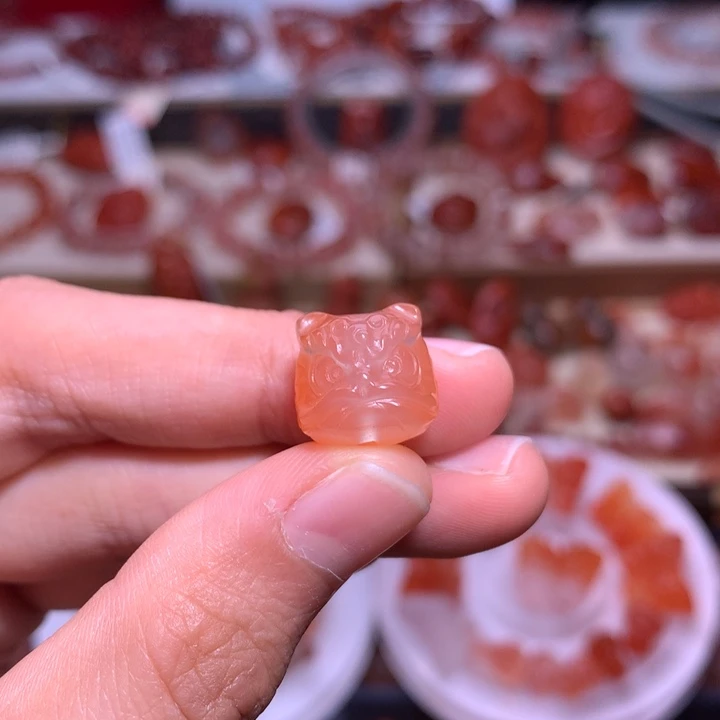 南红玛瑙合金珠宝半成品醒狮头