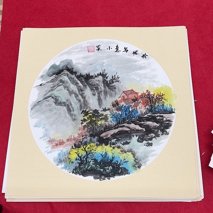 国画花鸟等图案为主