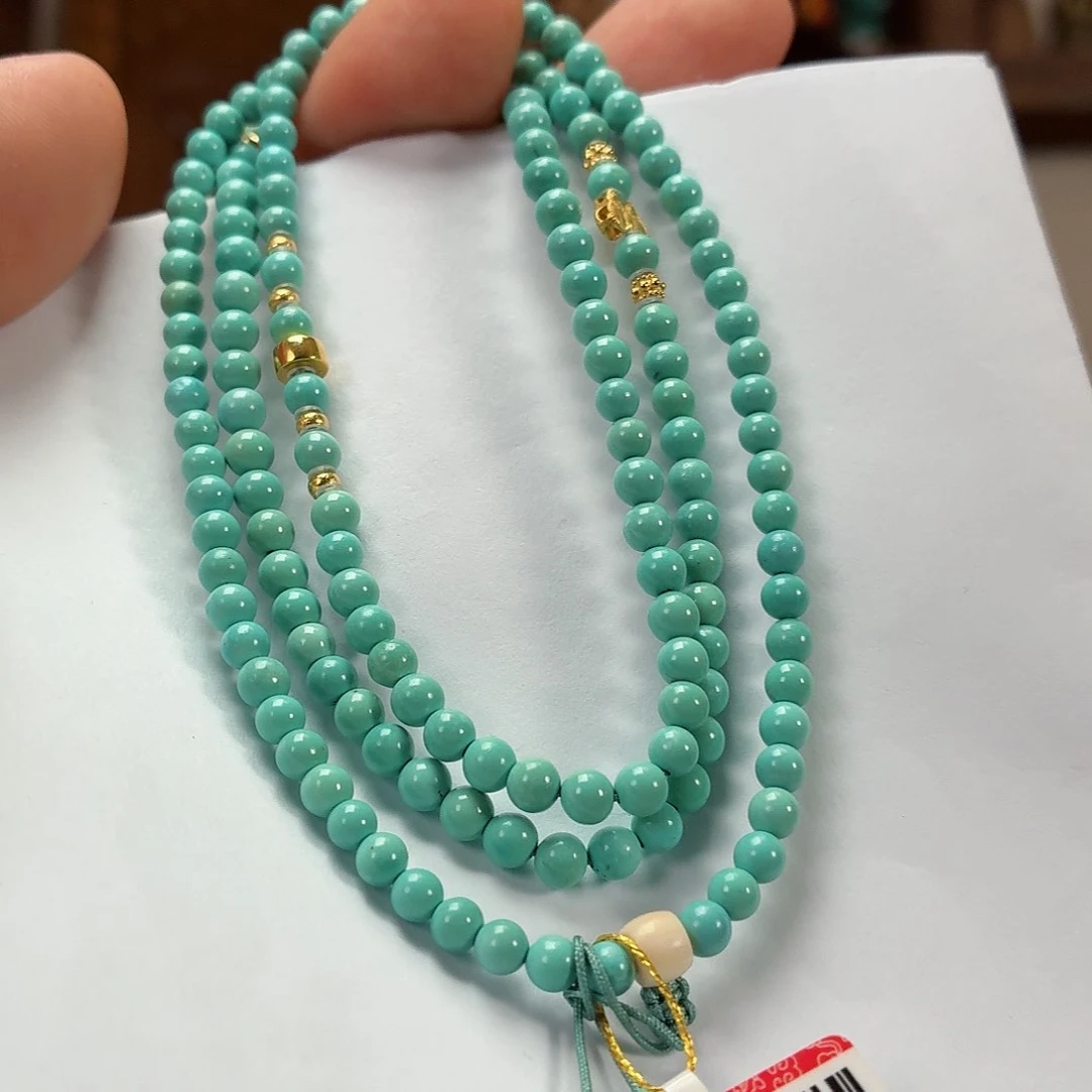 18K金镶嵌绿松石车挂