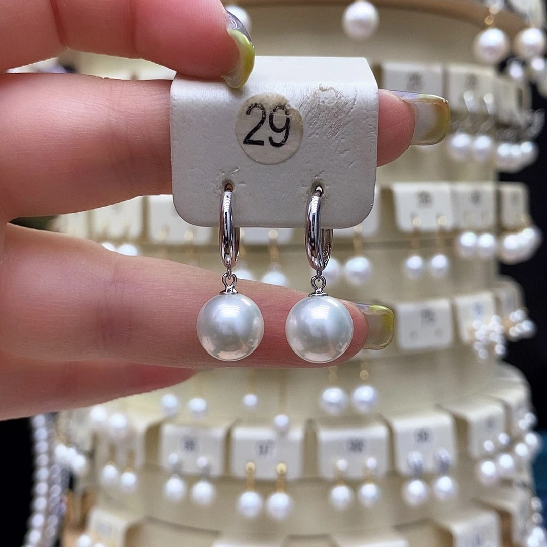 银S925镶嵌淡水珍珠耳饰