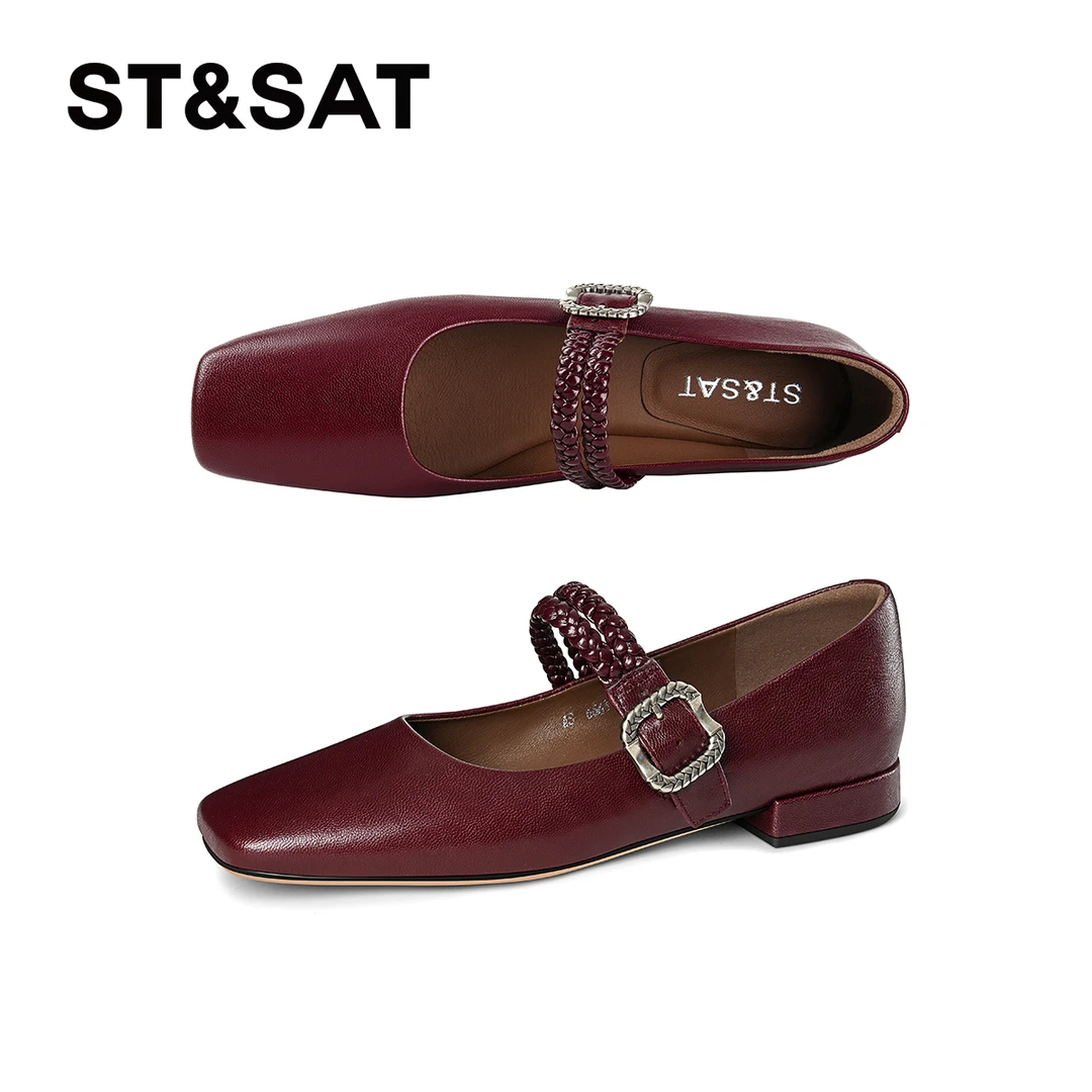 St&Sat/星期六学院风玛丽珍鞋方头浅口时尚复古单鞋百搭低跟粗跟