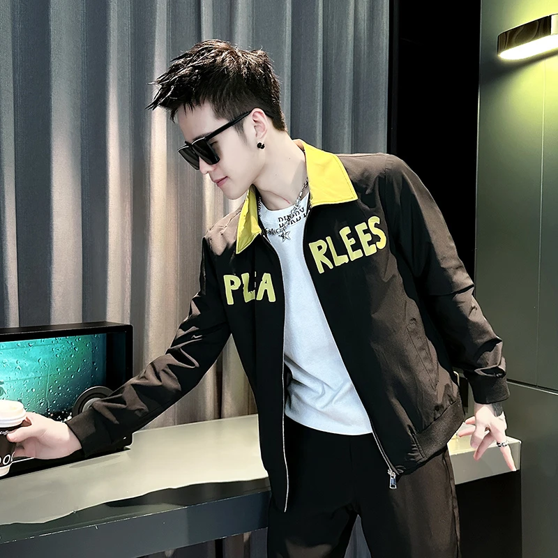 外套男款春秋季2025新款男生衣服高级感网红洋气炸街男装翻领夹克