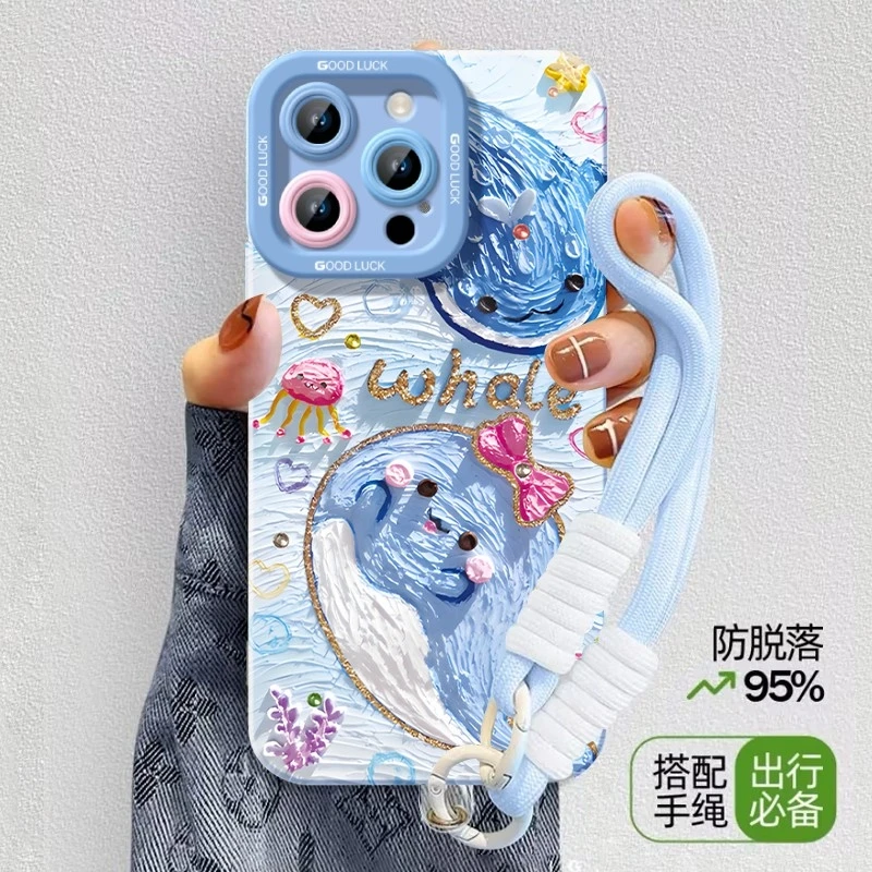 适用谭松韵同款鲸鱼苹果16pro手机壳iPhone15的14套13防摔12可爱