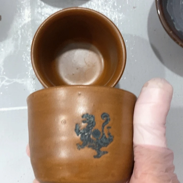 瓷片四厂龙标茶杯一对