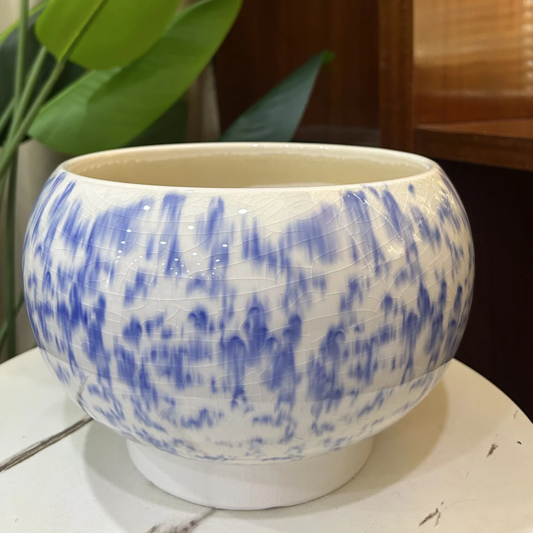 C013口21.5高18中国风青花瓷花盆适合室内摆放蝴蝶兰等花卉绿植