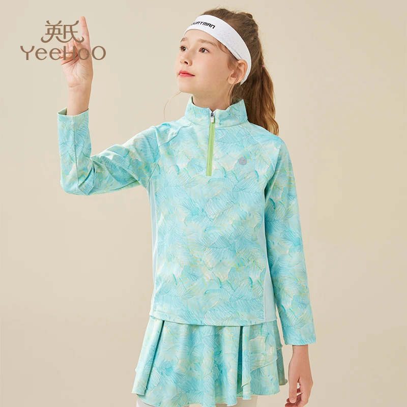 英氏【年终钜惠】女童长袖T恤春季中大童透气排汗运动上衣童装