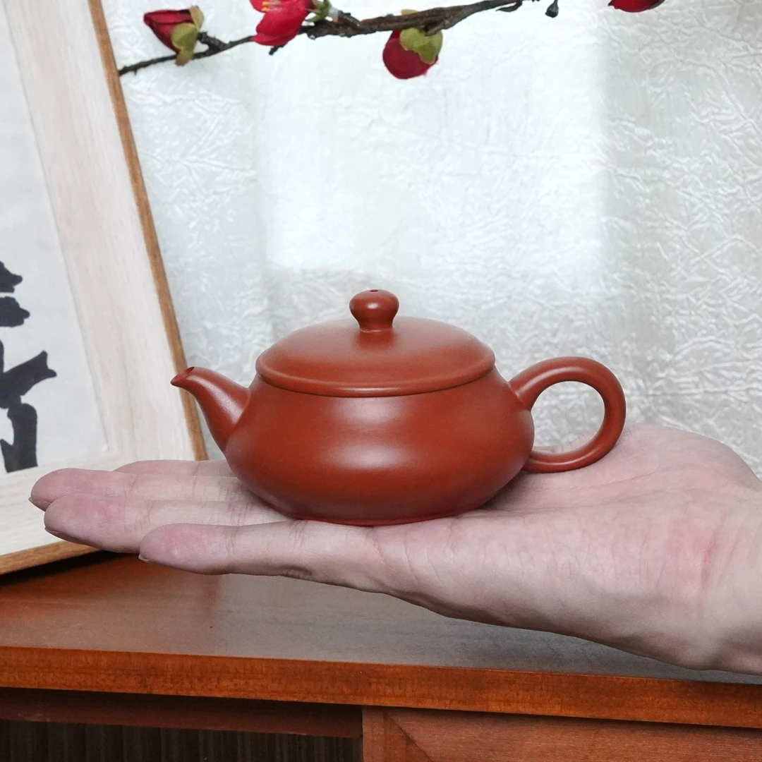 潮州手拉壶原矿朱泥薄胎明炉壶大口手工壶手工拉胚家用茶壶