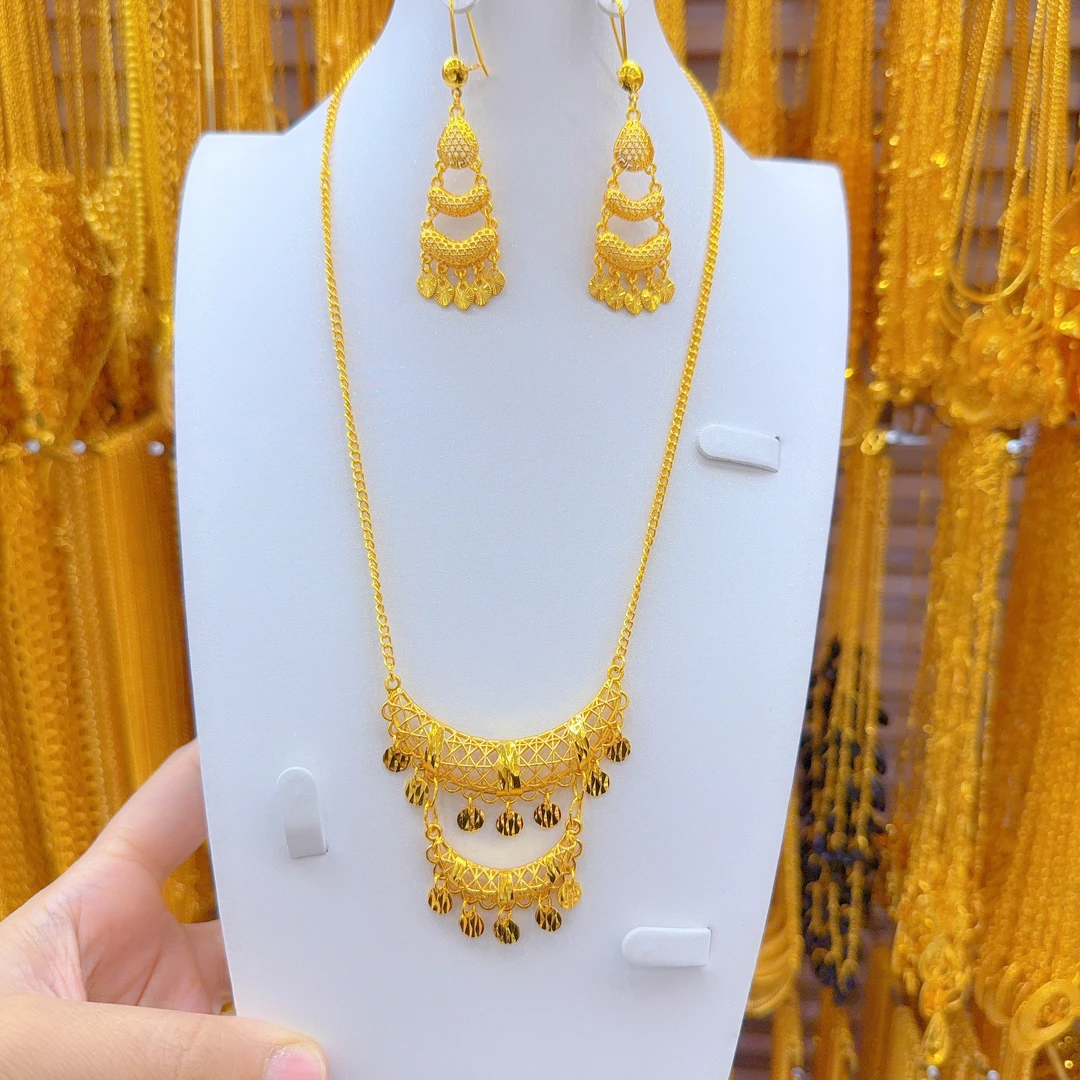 铜合金亚克力项链 新款项链耳环两件套首饰altun pasun