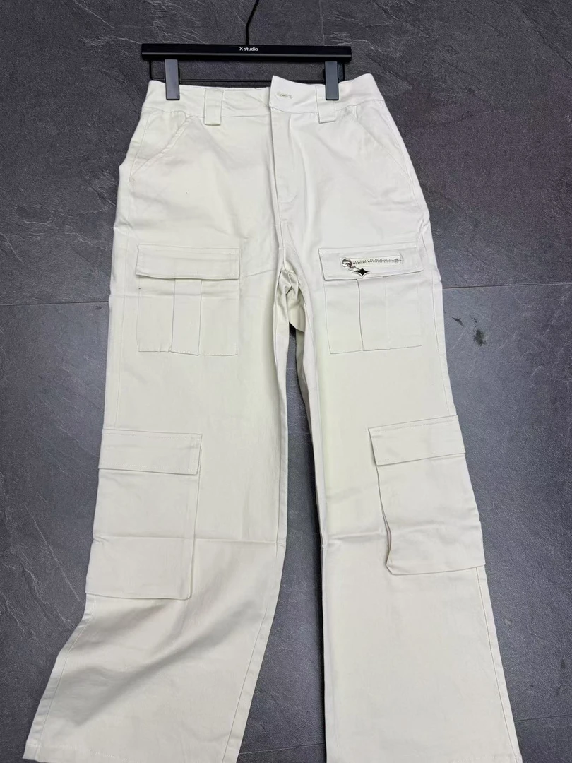 C36-3杏色“星光拉链”直筒裤（3200）