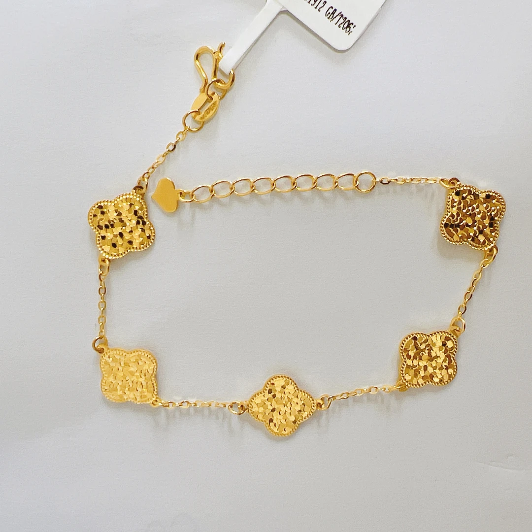 足金999碎碎冰四叶草手链五花双面时尚仙女