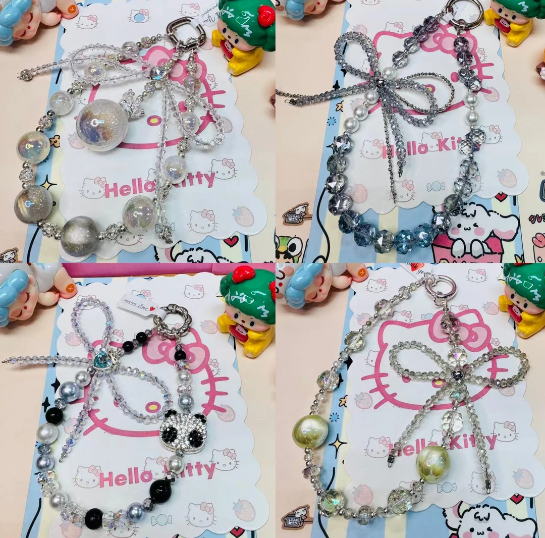 diy手作仙气蝴蝶结大地雷创意串珠通用手机链挂绳女款时尚挂饰