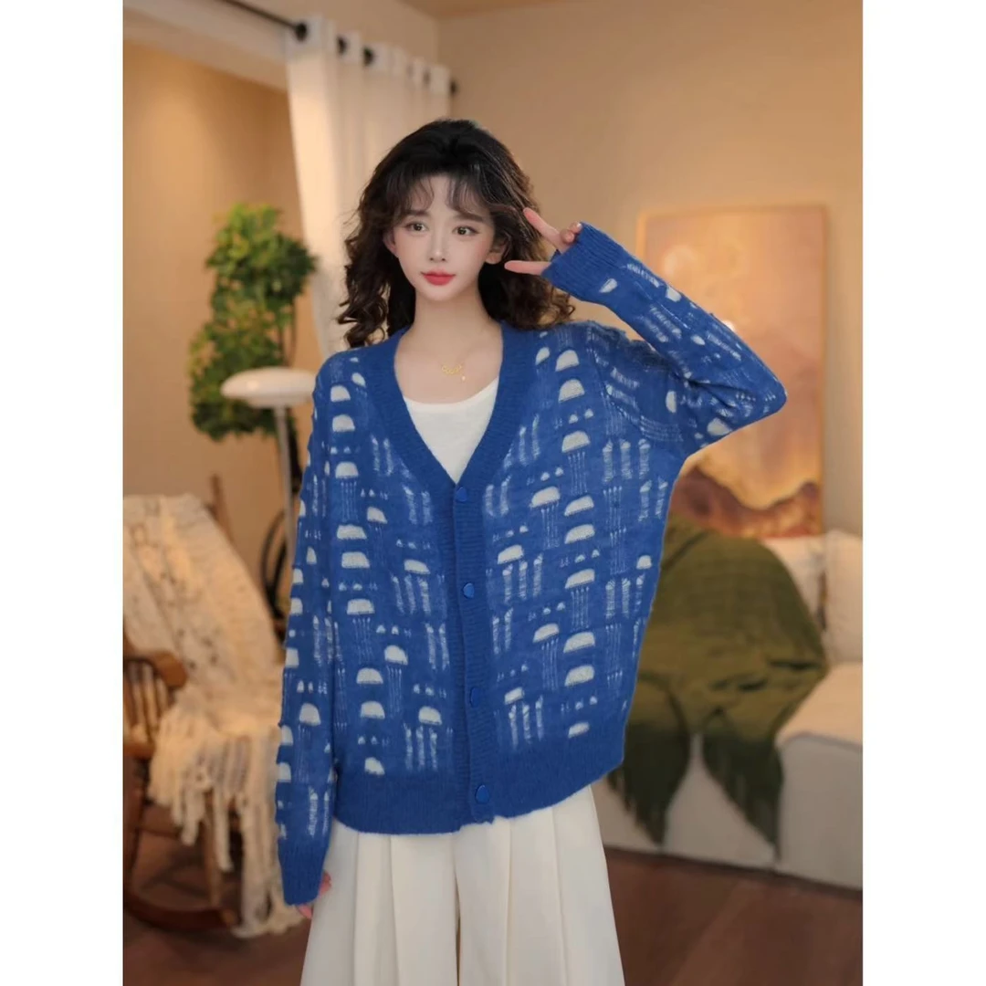 余紫绮【临水照】早秋慵懒风长袖针织开衫女百搭减龄ZC1989227