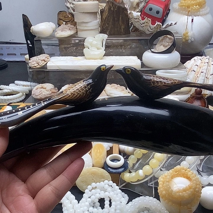 非金属贝壳牦牛角摆件