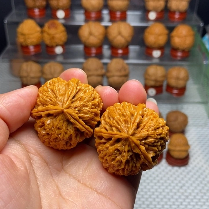 文玩核桃把件盘龙玉凤三棱24