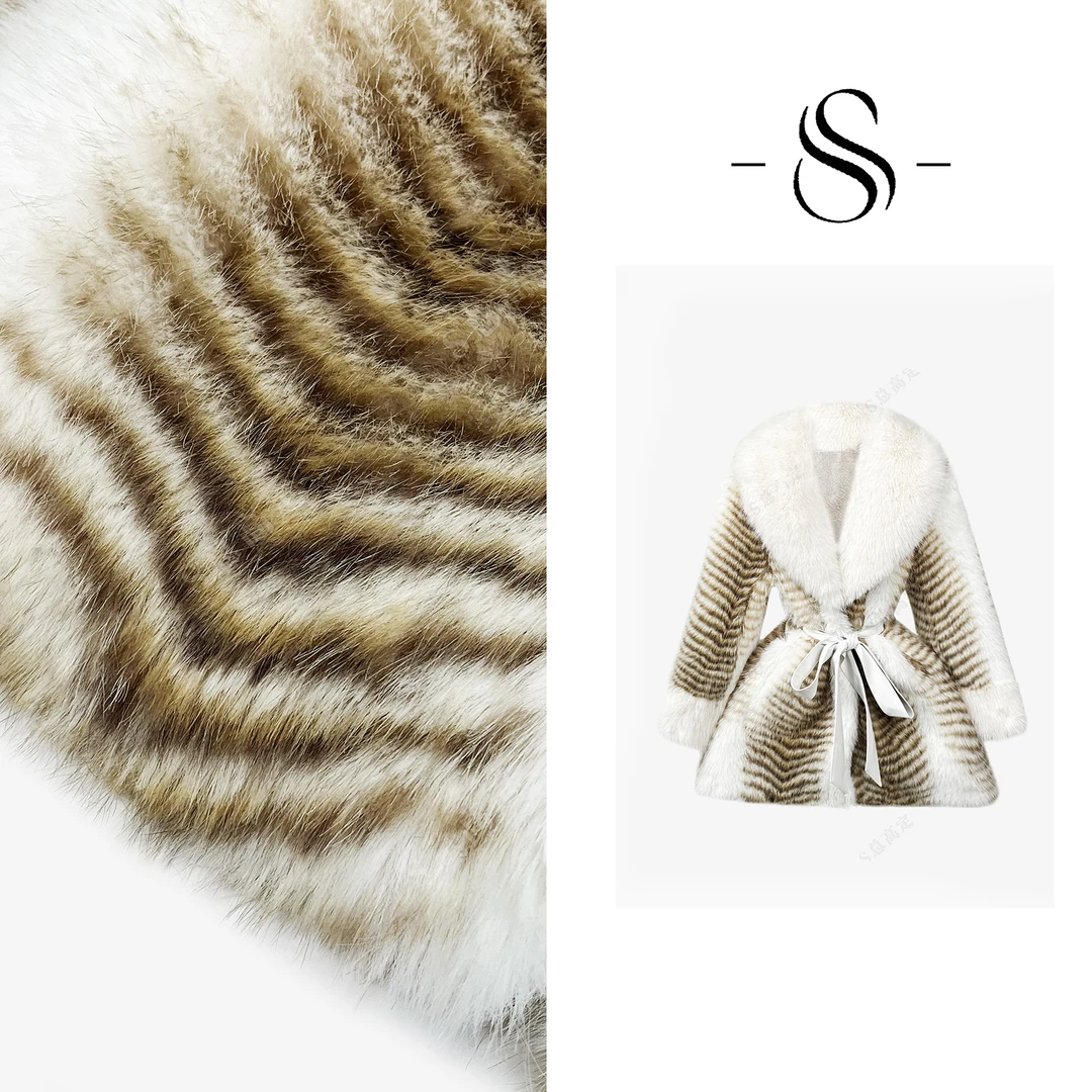 【莎总专属】冬季新款高级感霸气渐变条纹翻领束腰显瘦外套女D0230