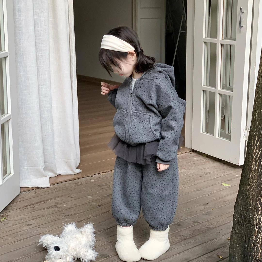 90-130加绒女童碎花卫衣+纱裙卫裤