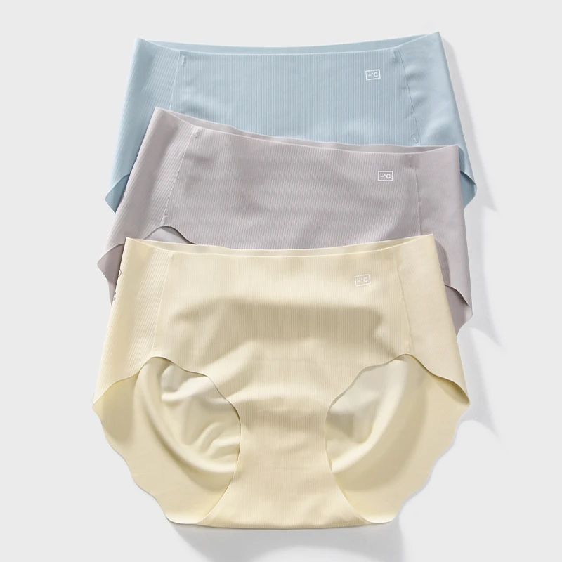 冰丝无痕三角裤女防卷边大码内裤运动瑜伽不夹臀7A抗菌加长裆底裤