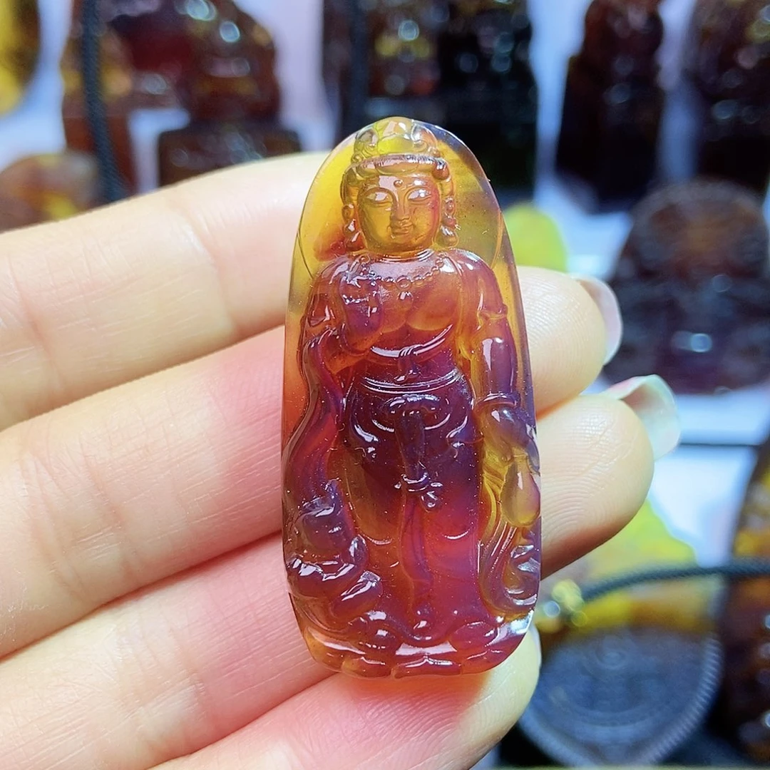 琥珀颈饰未镶嵌观音
