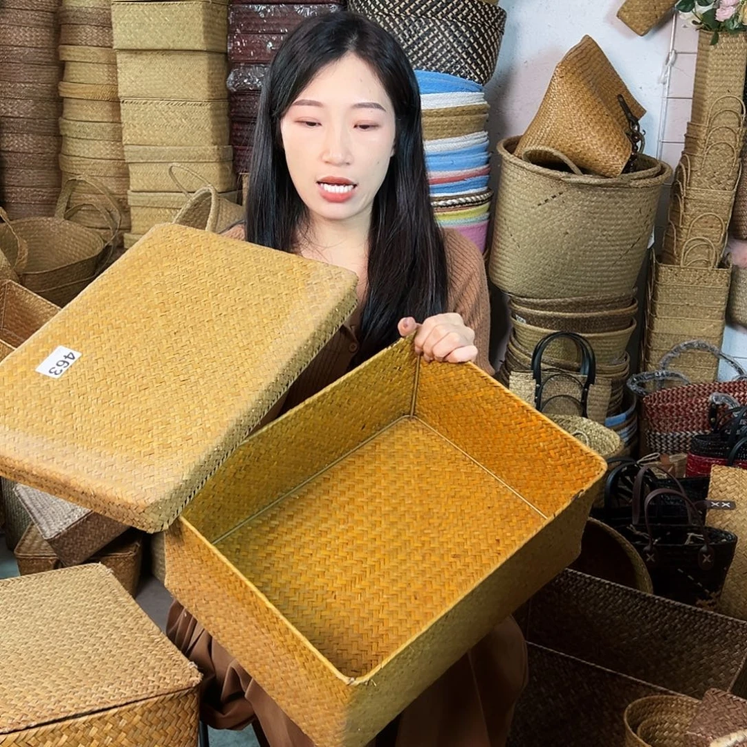 草编草编包：草编收纳盒微瑕疵