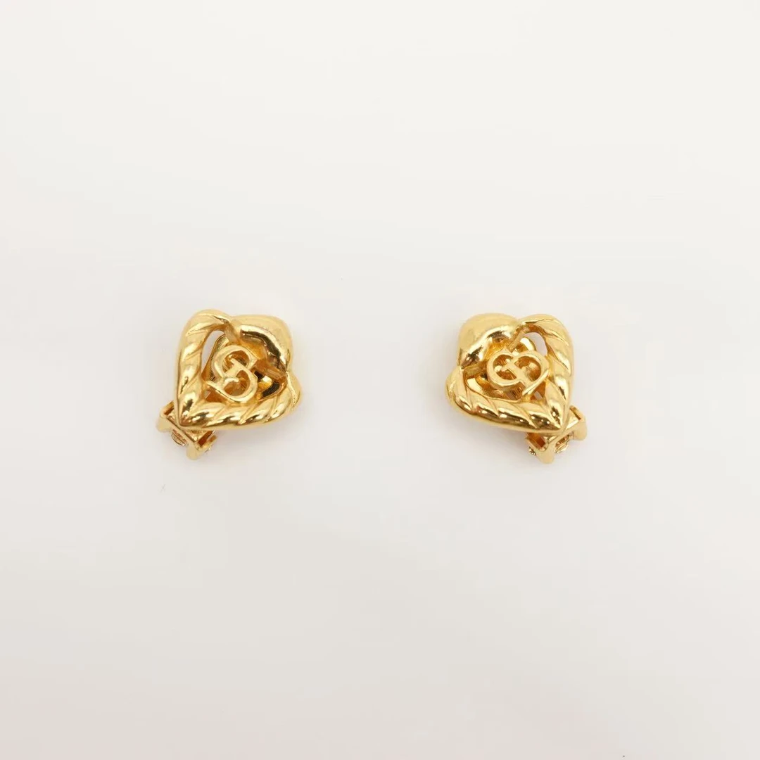 95新 DIOR/迪奥 GGS迪奥cd字母金色爱心耳夹51874995