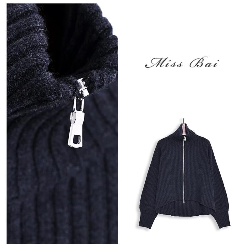 YIWEN-【静心的力量】设计感澳洲精纺绵羊毛休闲针织开衫外套KS4108