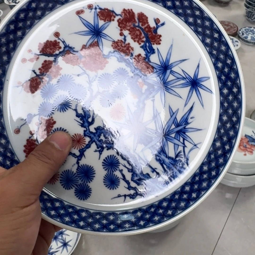 摆件釉里红松竹梅大壶承