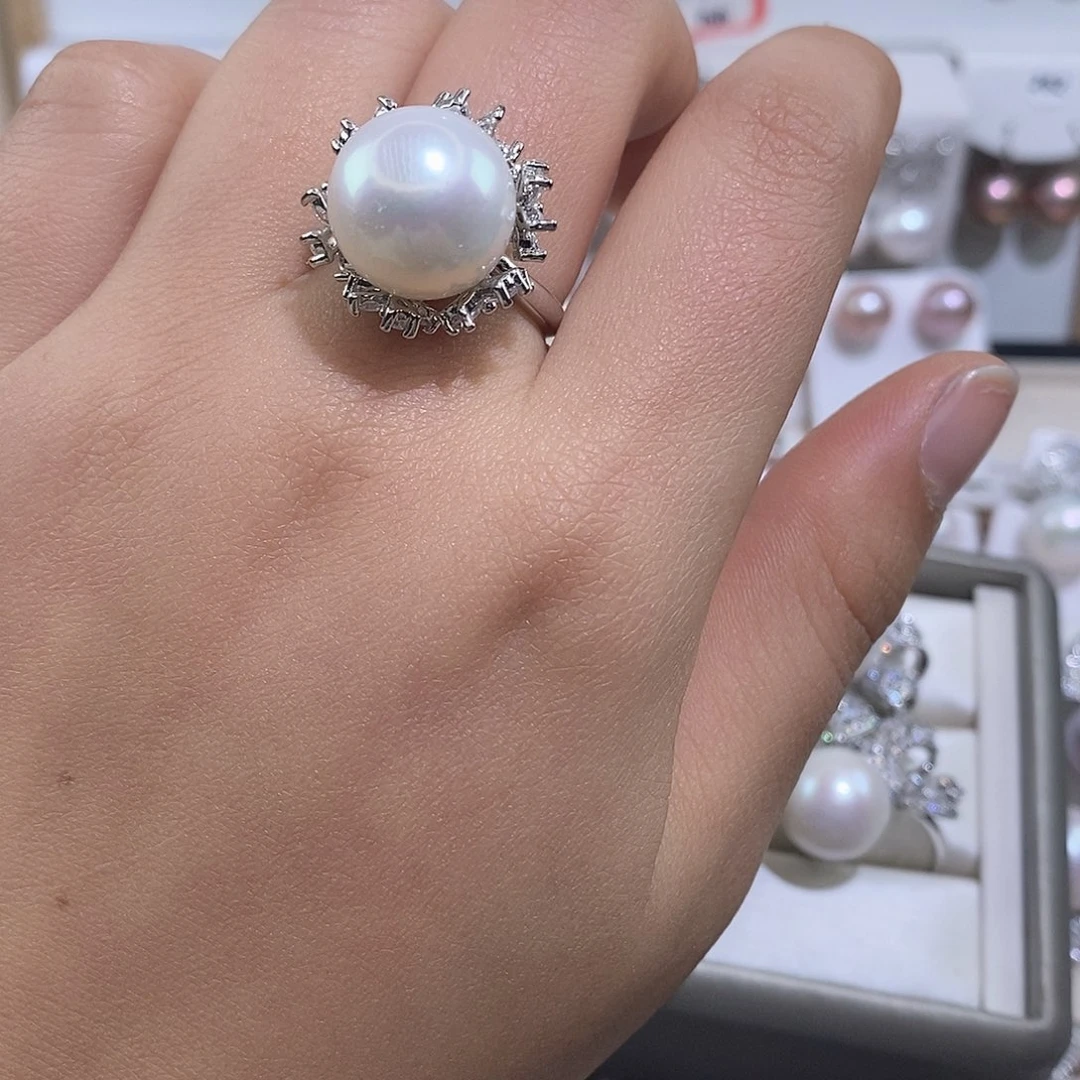 未镶嵌戒指淡水珍珠14.3mm有瑕疵