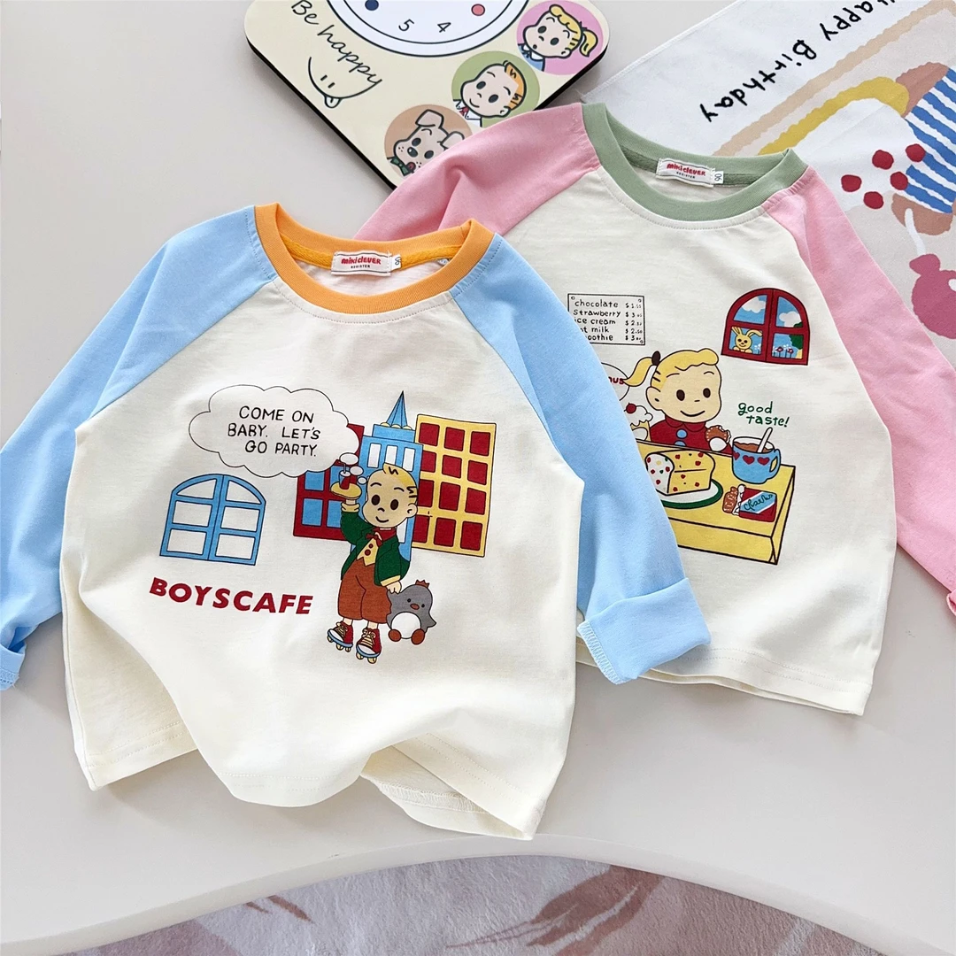 25日系秋新男女童原田治可爱宝宝长袖T打底衫