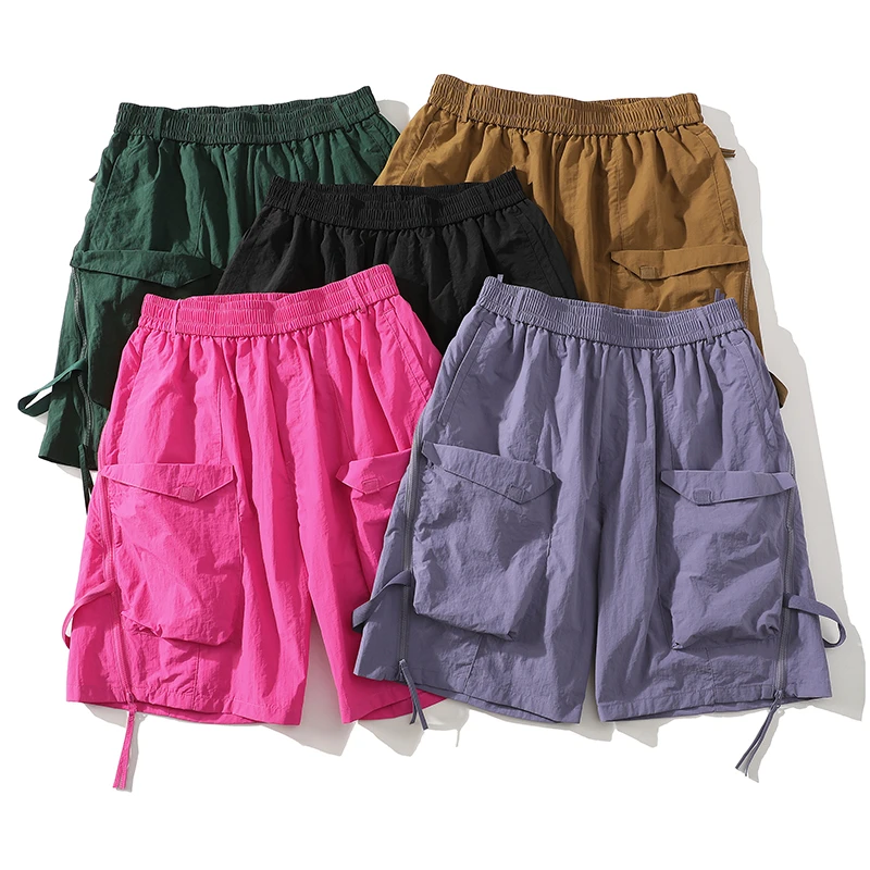 D939/夏季机能风多巴胺工装短裤潮流百搭宽松直筒五分裤