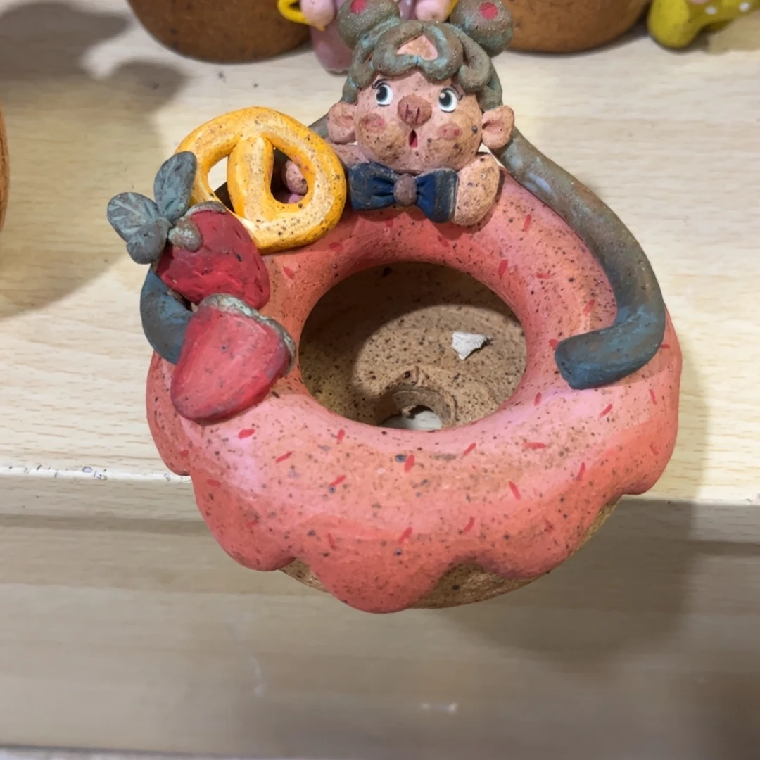 泥塑古镇炻陶花盆