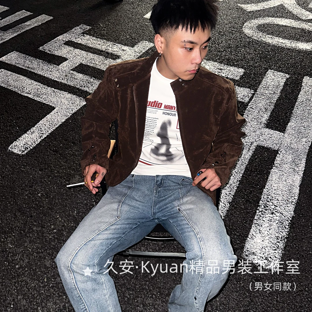 男士男装防风休闲短款夹克秋冬外套咖色百搭春秋秋季潮流休闲复古