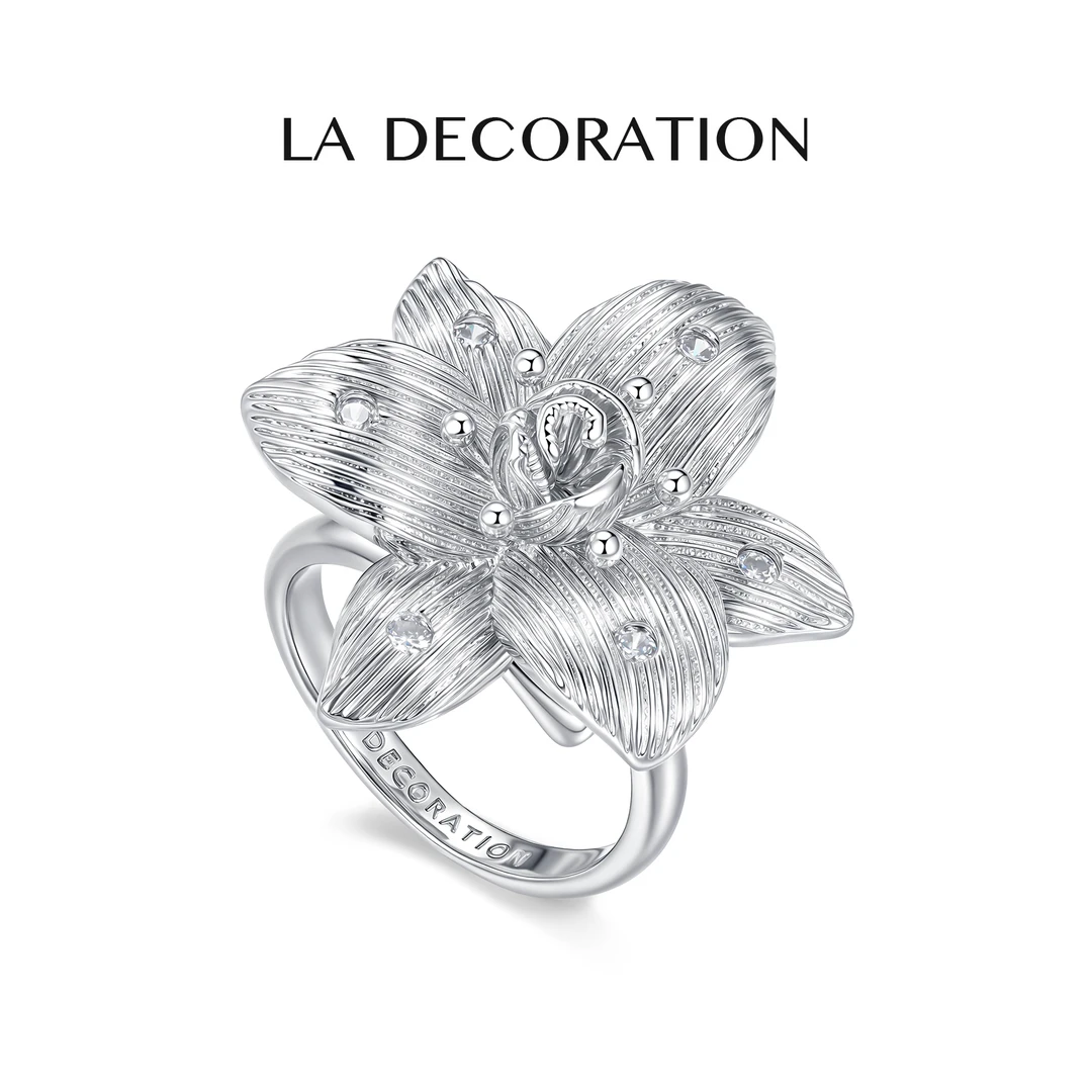 LADECORATION 铜合金合成锆石戒指 【拉丝天鹅绒系列】开口戒指