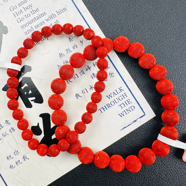 含辰砂工艺品朱砂 W1011花珠手串卡6/8.5左右