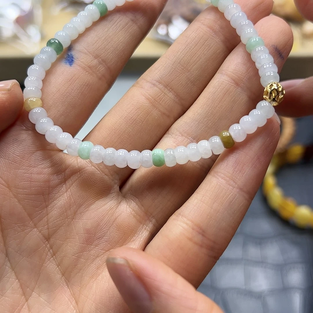 烟晶手链银S925镶嵌翡翠W276
