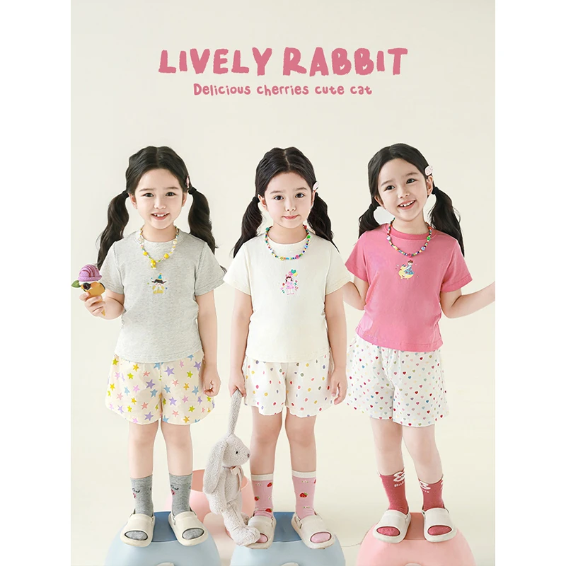 YOEHYAUL/幼悠【甜心女孩】夏肆波下洋气夏季印花运动 短袖潮X5256