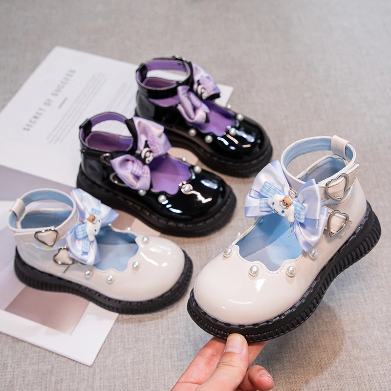 女童皮鞋2025春秋新款女孩女宝甜美结公主鞋时尚洛丽塔单鞋潮