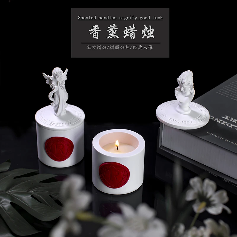 仿石膏树脂香薰蜡烛人物大卫阿里阿德涅杯盖熏香烛杯配件桌面摆件