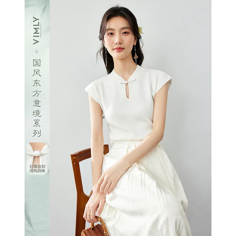 *针织短袖T恤女夏季2025新款爆款新中式国风上衣修身显瘦73085