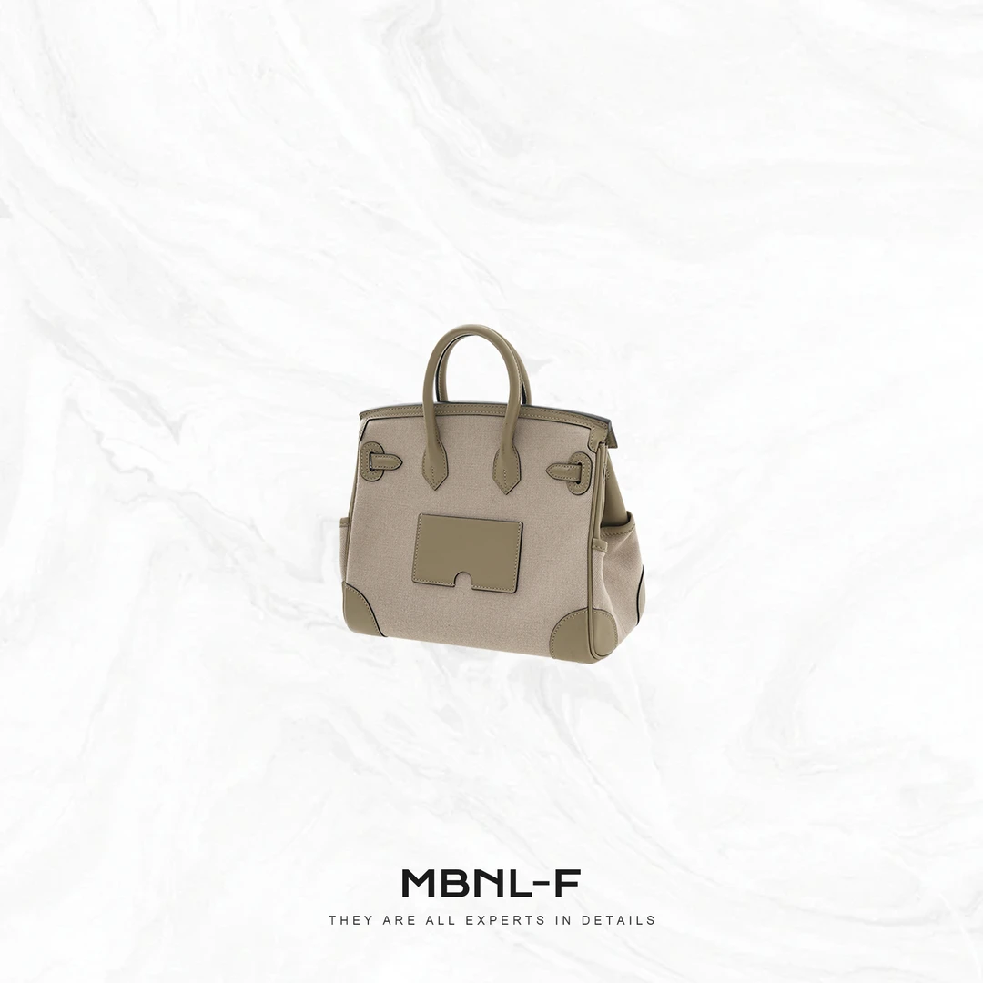 MBNL-F “Cg 口袋包”  头层牛皮拼接帆布手提包 秦磊XM-XBB6562