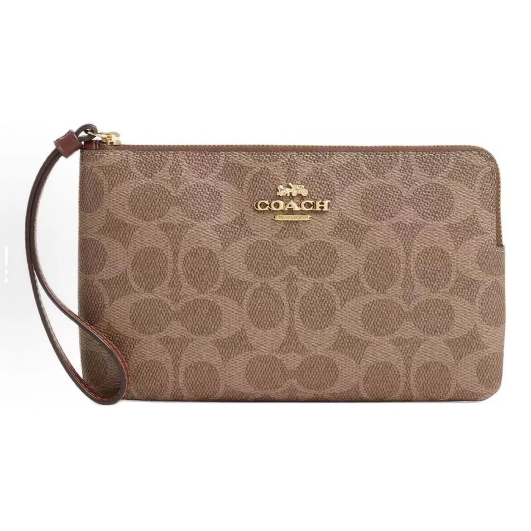 COACH/蔻驰25新款卡其老花单拉链手拿包CZ277(20*11cm)