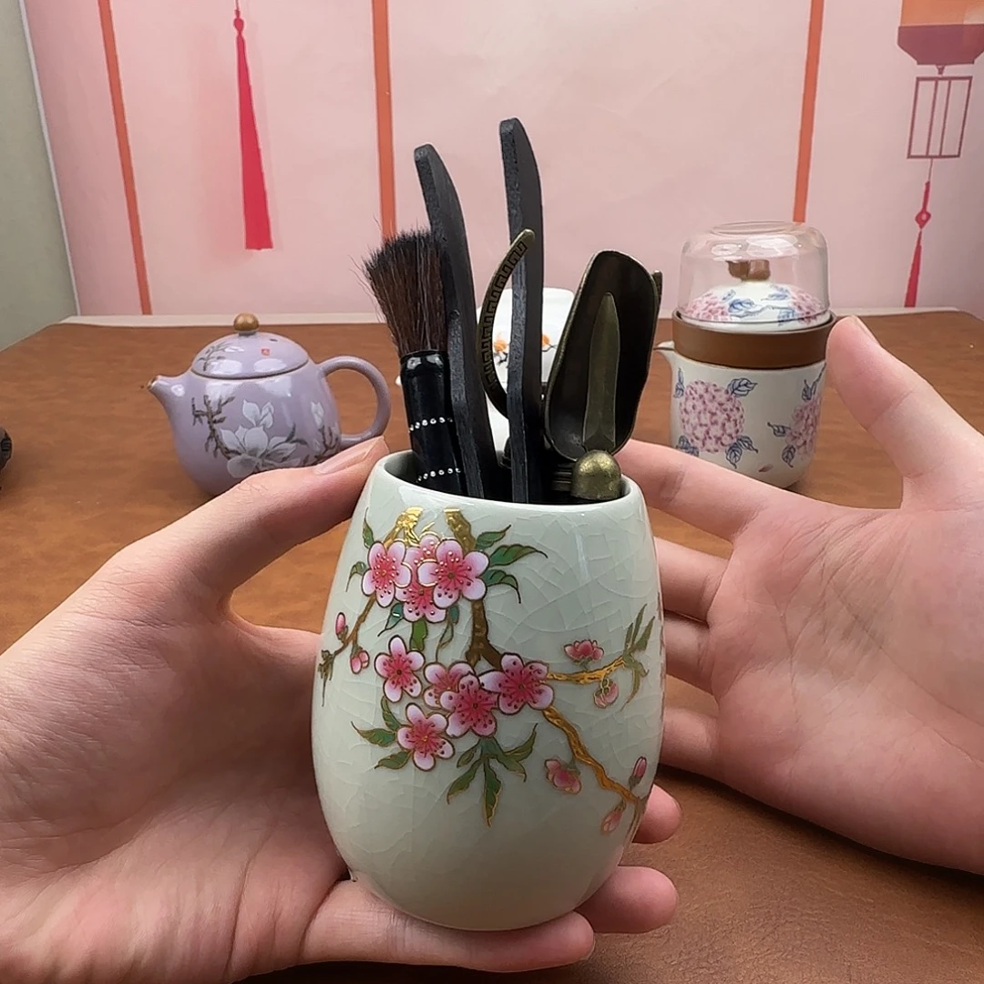 瓷片汝窑开片六君子套装