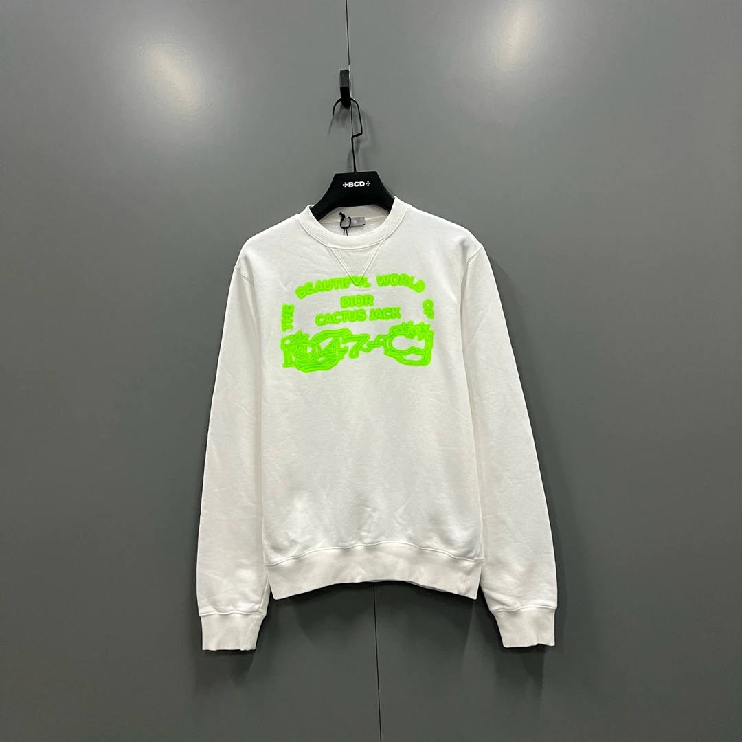 99新 DIOR/迪奥 a12 白色印花logo卫衣 XL码 L码008788