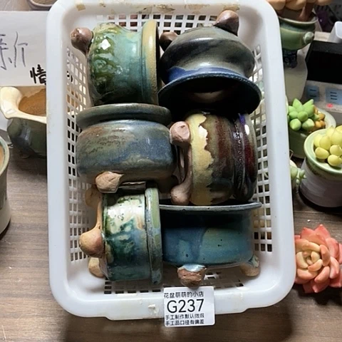 紫砂花盆237微瑕品口径7厘米左右的