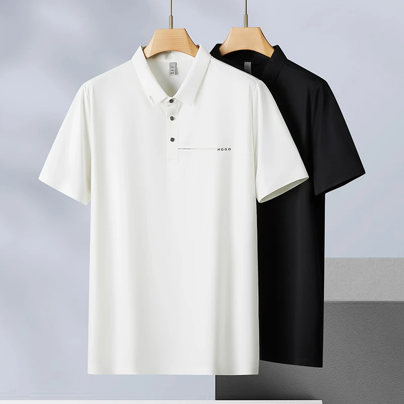 胖子短袖男夏季Polo衫夏季薄款净色POLO衫大码男士加肥码无痕衬衫