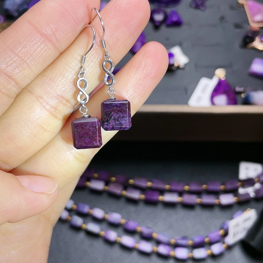 苏纪石（舒俱来）耳环银S925镶嵌