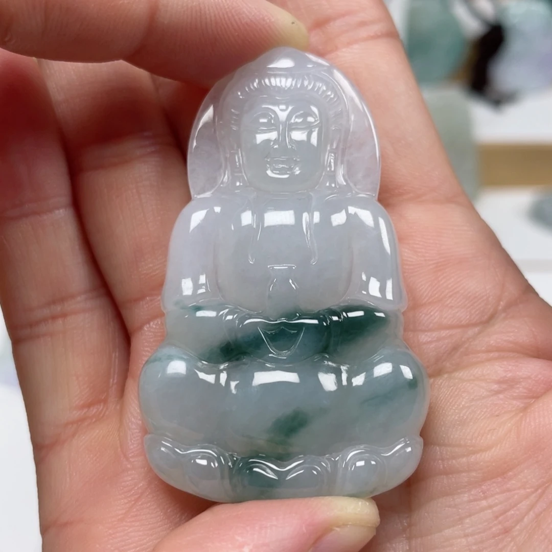 翡翠颈饰未镶嵌天然翡翠A货观音90号