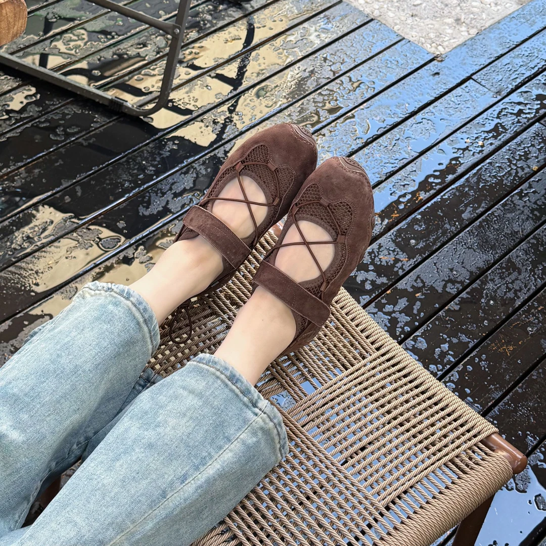 陳umi单鞋休闲车缝线粗跟网面豆豆鞋透气夏季韩版浅口女鞋