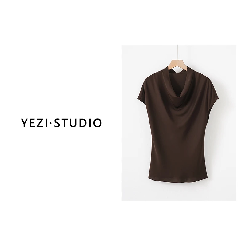 【真.丝云朵衫】19姆米弹力双乔可机洗桑蚕丝荡领短袖T小衫25216052