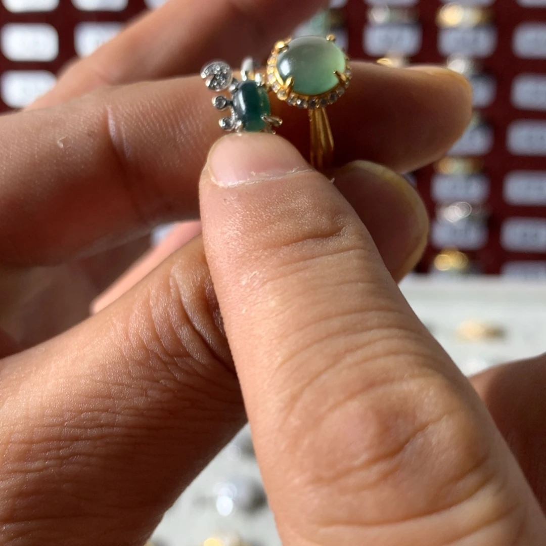 千***千翡翠银S925镶嵌戒指328